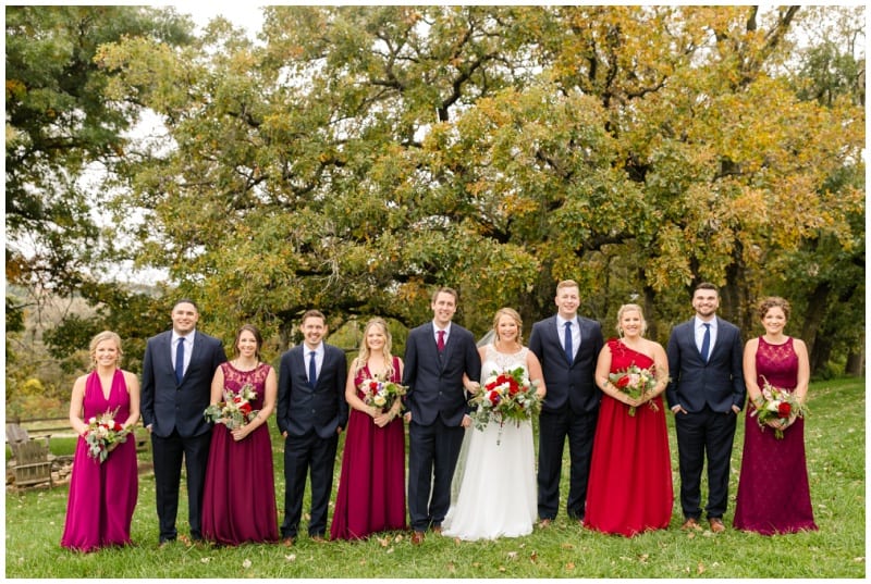 Cannon River Winery, fall wedding, fall floral, fall wedding floral, red roses, Artemisia Studios, Minneapolis wedding florist, Twin Cities wedding florist, cannon falls wedding florist, Leah FOntaine Photography, wedding inspiration, red bouquet, red flowers, outdoor wedding, Minnesota winery wedding