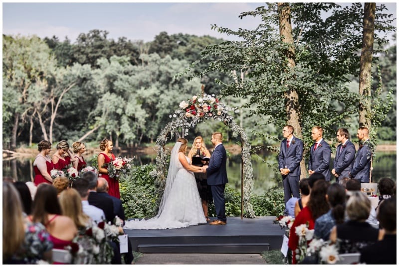 Leopold's Mississippi Gardens, Perry James Photography, red wedding, red flowers, red bouquet, red roses, wedding inspiration, summer wedding, Artemisia Studios, Minneapolis wedding florist, Minnesota wedding florist, donut bar, wedding ideas, Leopold's Mississippi Gardens wedding florist