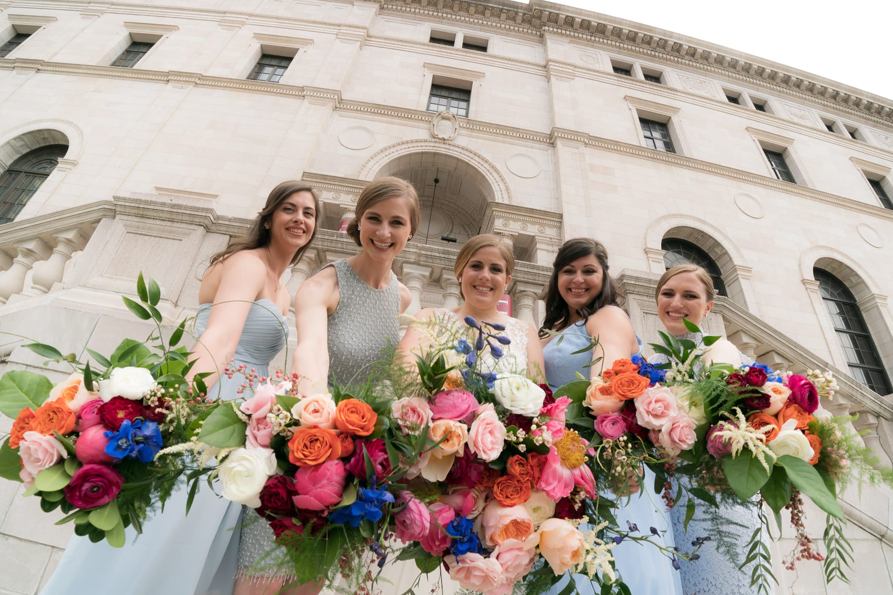 James J Hill Center, James J Hill Library, Glen Stubbe Photography, bright flowers, colorful flowers, summer wedding, summer floral, summer flowers, James J Hill wedding florist, Artemisia Studios, Minneapolis wedding florist, Saint Paul wedding florist, light blue bridesmaids, bright wedding floral