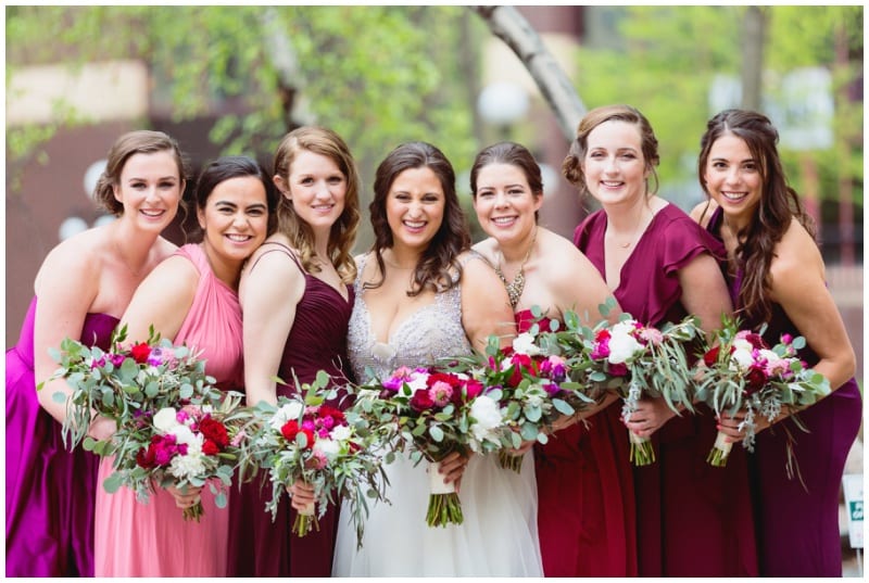 Heartwild Photography, Mears Park, Lowertown Event Center, pink flowers, purple flowers, spring wedding, spring flowers, wedding inspiration, wedding details, Artemisia Studios, Minneapolis wedding florist, Saint Paul wedding florist