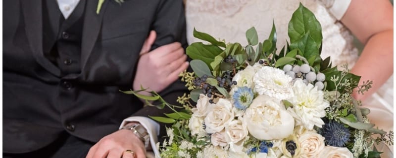 The Depot, flowers, floral, winter wedding, winter flowers, blue flowers, blue wedding, blue wedding flowers, wedding ideas, blue bouquet, Rotella Photography, Artemisia Studios, Saint Paul wedding photographer