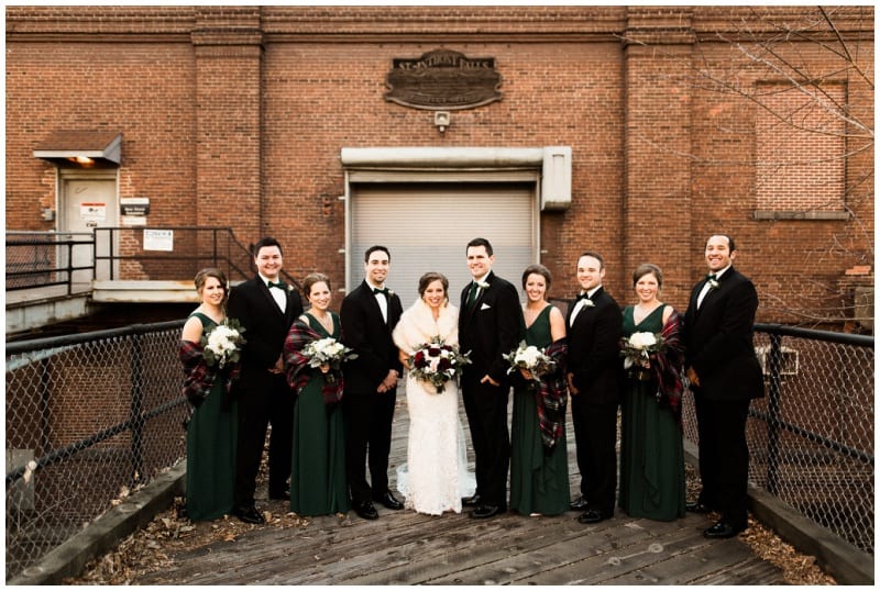 Minneapolis Event Centers, Tandem Tree, burgundy wedding, green wedding, emerald green wedding, festive wedding flowers, burgundy flowers, winter wedding, winter flowers, winter bouquet, winter bride, Artemisia Studios, Minneapolis wedding florist, Minnesota wedding florist