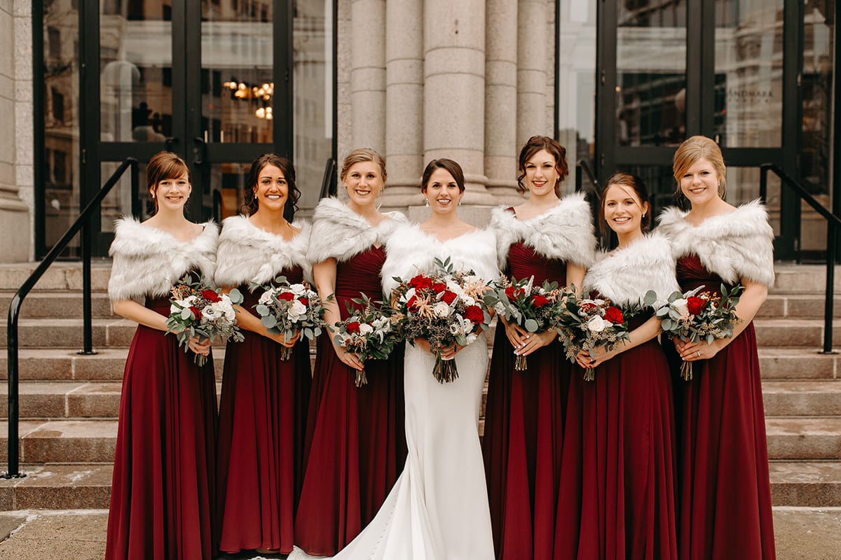 Rachel Traxler Photography, Landmark Center, Landmark Center wedding, Saint Paul wedding, wedding venues, winter flowers, winter bouquet, burgundy bouquet, red bouquet, red flowers, burgundy flowers, winter wedding inspiration, winter bride, winter flowers, winter bouquet, Saint Paul wedding florist, Minneapolis wedding florist, Artemisia Studios