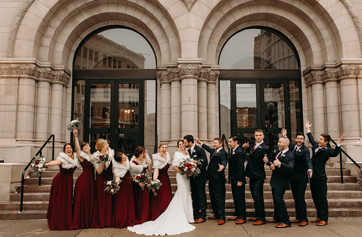 Rachel Traxler Photography, Landmark Center, Landmark Center wedding, Saint Paul wedding, wedding venues, winter flowers, winter bouquet, burgundy bouquet, red bouquet, red flowers, burgundy flowers, winter wedding inspiration, winter bride, winter flowers, winter bouquet, Saint Paul wedding florist, Minneapolis wedding florist, Artemisia Studios