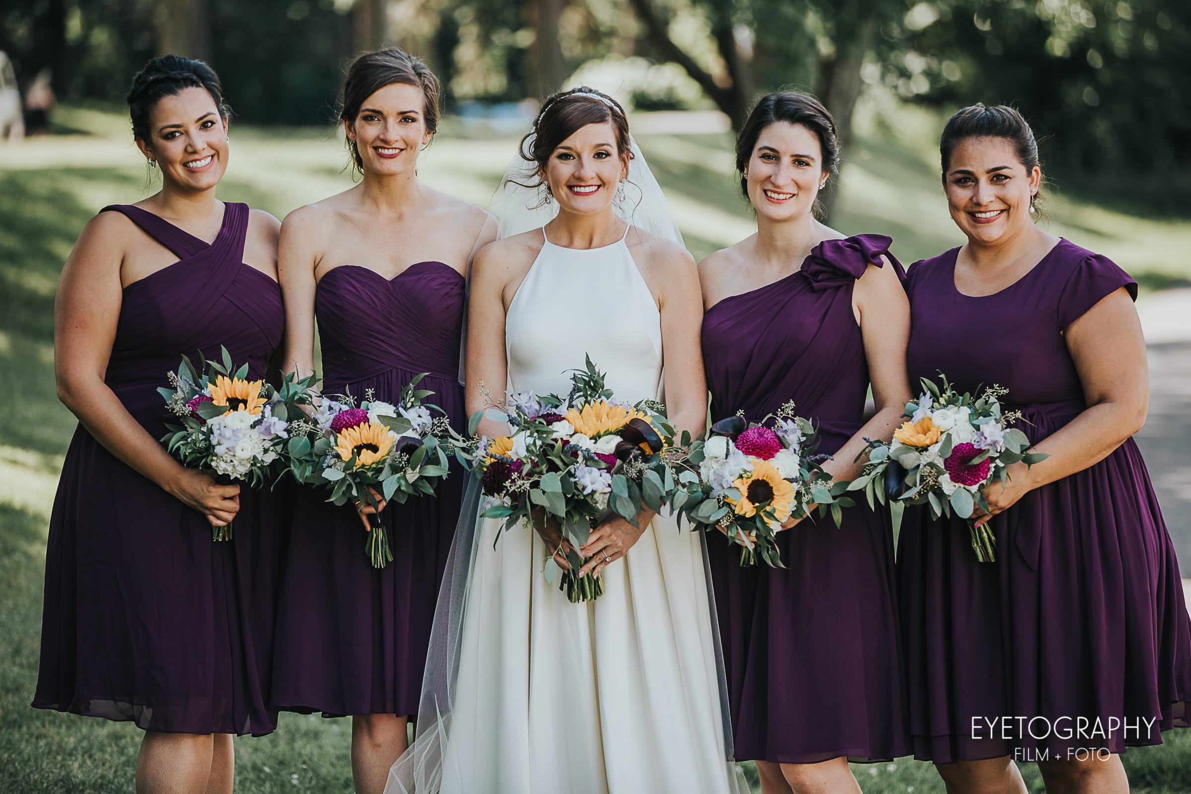 Aster Cafe, Eyetography, purple wedding, summer wedding, outdoor wedding, Artemisia Studios, sunflower bouquet, sunflower wedding, Minnesota wedding florist, Minneapolis wedding florist