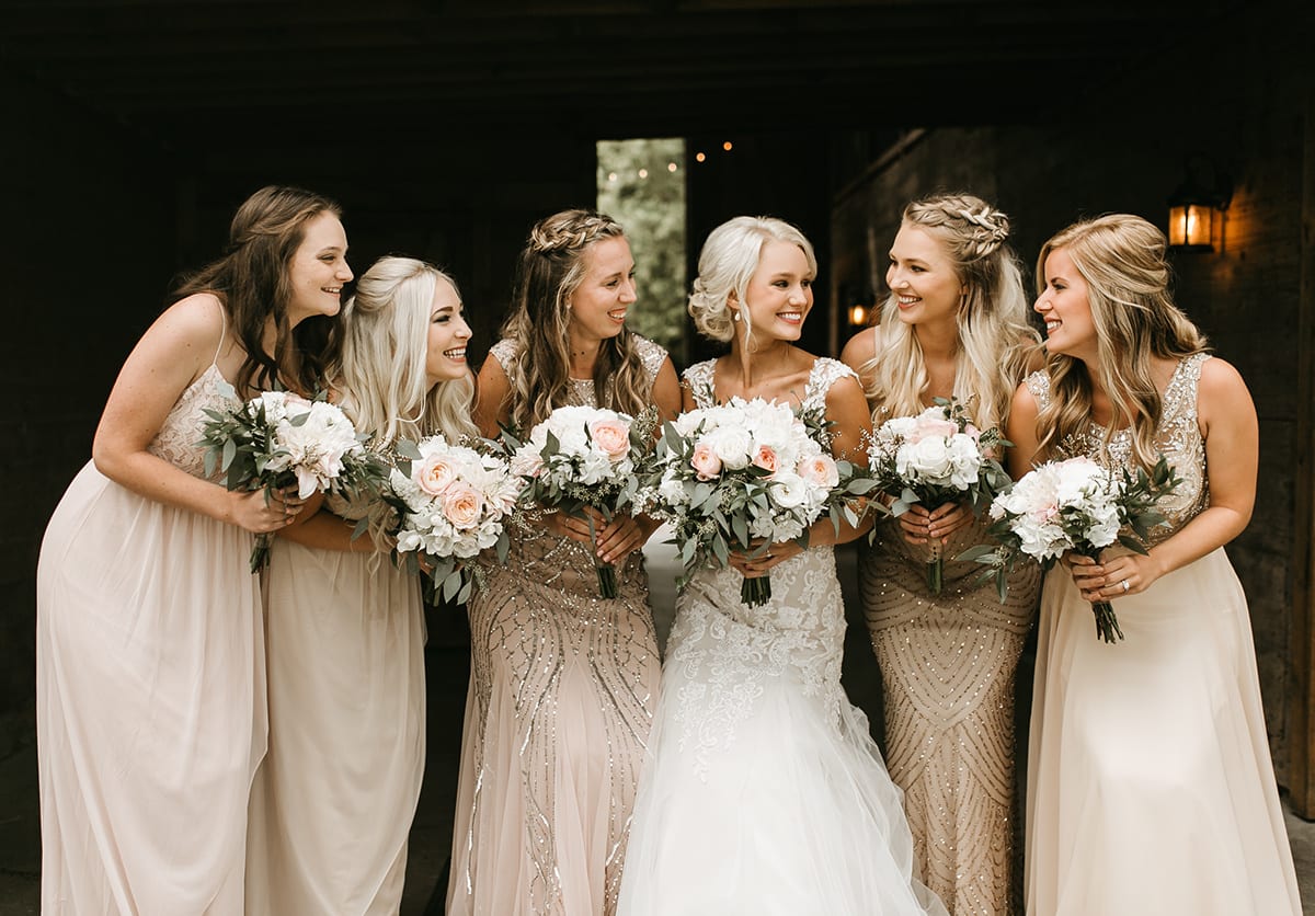 Bloom Lake Barn, Rachel Traxler Photography, barn wedding, Minnesota barn wedding, blue barn, wedding inspiration, summer wedding, blush wedding, rustic wedding, indoor barn wedding, blush bridal bouquet, soft bridal bouquet, Artemisia Studios, Minneapolis wedding florist, Minnesota wedding florist