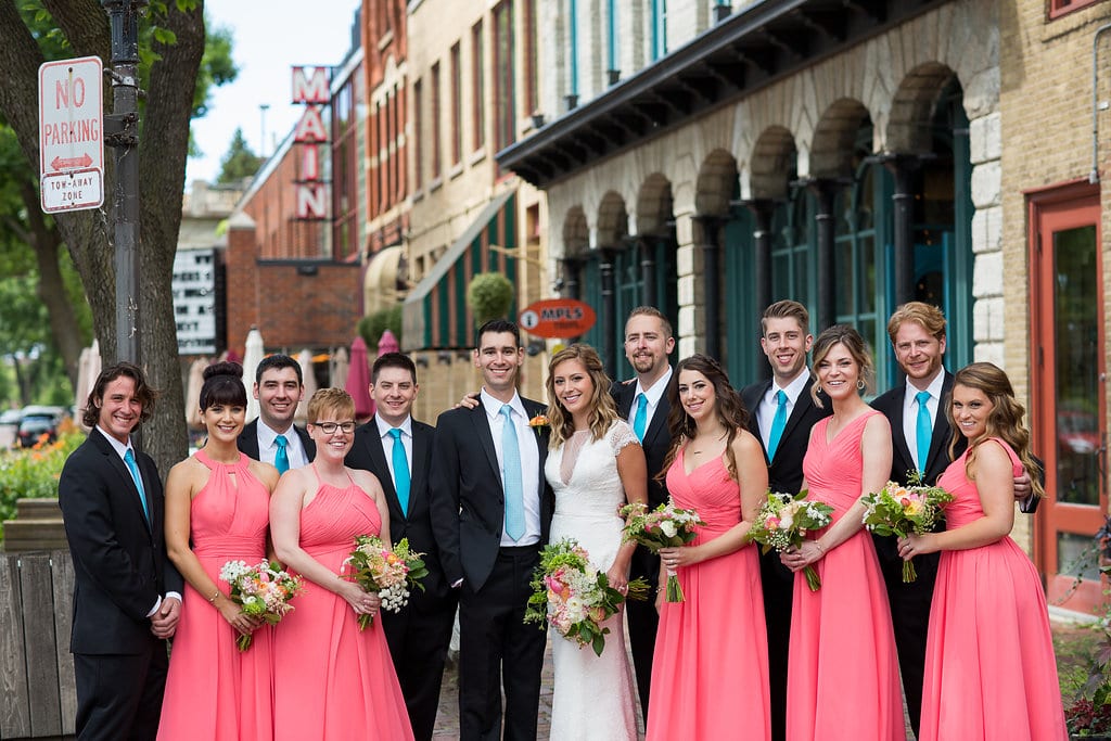 Turquoise and Coral Bridesmaid Dresses