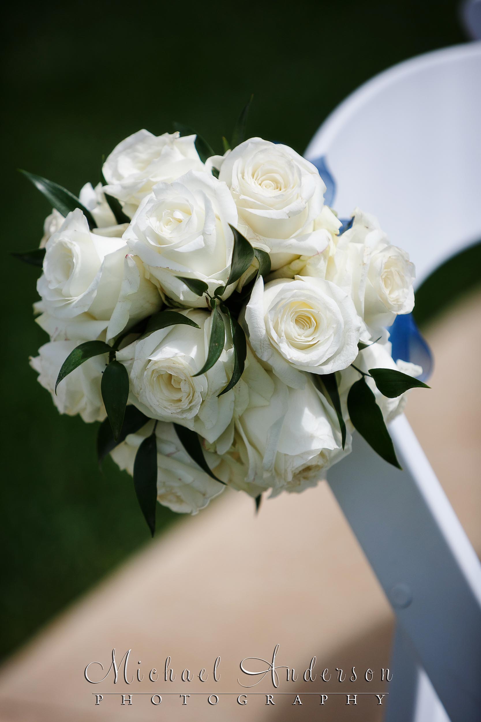 Michael Anderson Photography, Olympic Hills Golf Course, wedding, Minnesota wedding, wedding flowers, wedding floral, floral design, white roses, Italian ruscus, wedding inspiration, ceremony design, centerpieces, bridal bouquet, Minneapolis wedding florist, Minnesota wedding florist, Artemisia Studios