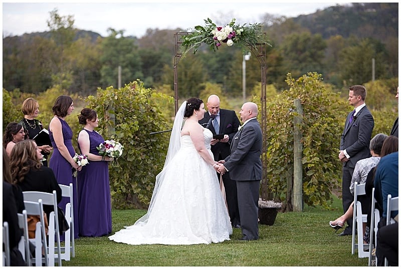 Sarah Primus Photography, Villa Bellezza Vineyard, vineyard wedding, Wisconsin wedding, wedding inspiration, wedding flowers, fall wedding, autumn wedding, fall flowers, Minneapolis wedding florist, Minnesota wedding florist, Artemisia Studios, bride, groom, boutonniere, bridal bouquet, wedding dress, bouquet, fall bouquet, outdoor wedding, wedding ceremony