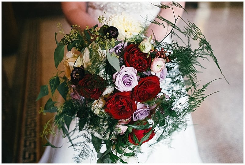 Landmark Center wedding, Bradley Hanson Photography, wedding, wedding flowers, wedding floral, flowers, floral, summer wedding, summer flowers, maroon flowers, red flowers, purple wedding, Minneapolis wedding florist, Saint Paul wedding florist, Artemisia Studios