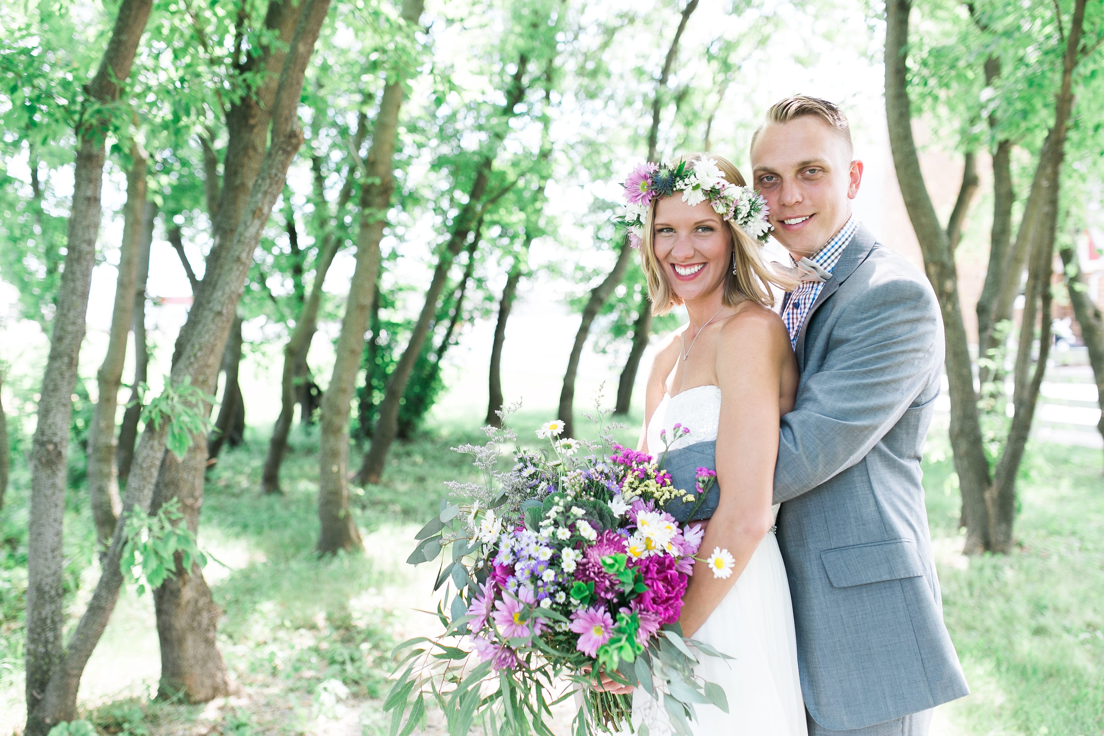 Green Acres Event, Karisa Joy Photography, barn wedding, Minnesota barn wedding, rustic wedding, outdoor wedding, summer wedding, summer wedding floral, wedding floral, wedding flowers, flowers, floral, Artemisia Studios, Minneapolis wedding florist, Minnesota wedding florist, bride, bridal hair, bridal look, bridal bouquet, floral hair wreath, floral hair, bridal hair wreath, bridal wreath, hair wreath, groom