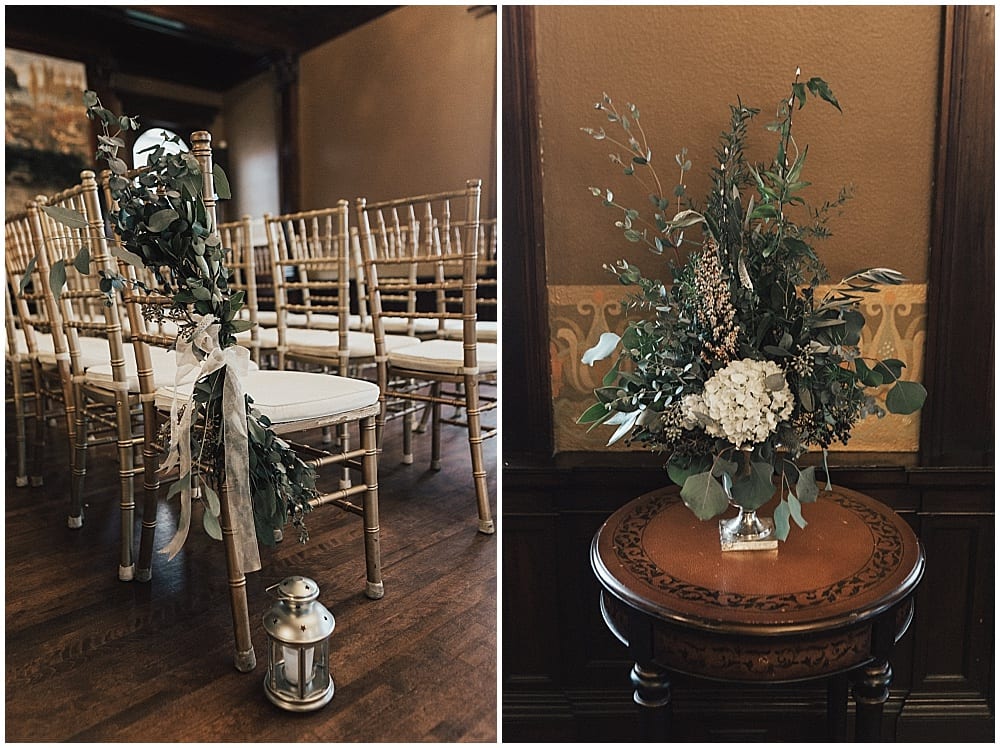 Kiana Grant Photography, Semple Mansion, winter wedding, Minneapolis wedding, Minneapolis mansion, winter flowers, winter wedding floral, ceremony decor, floral decor, wedding ceremony, indoor wedding