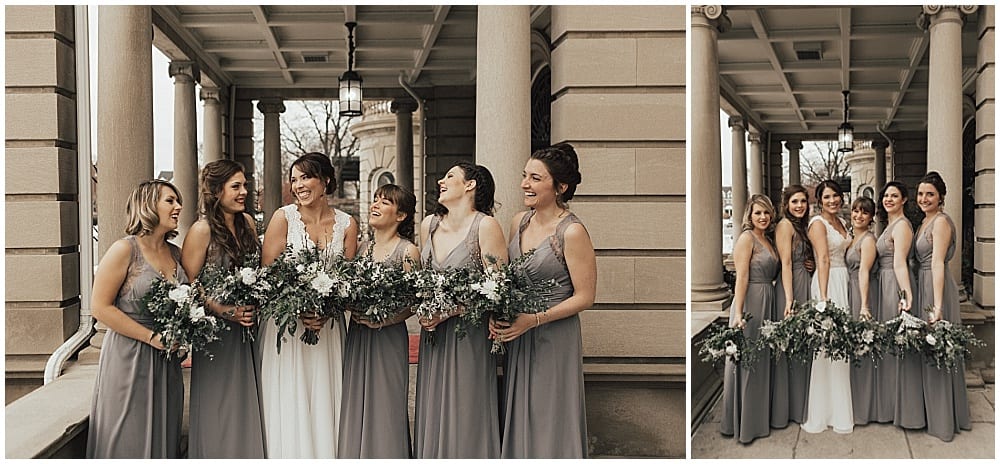 Kiana Grant Photography, Semple Mansion, winter wedding, Minneapolis wedding, Minneapolis mansion, winter flowers, winter wedding floral, bride, bridal bouquet, wedding gown, winter bouquet, winter bride, bridesmaids, bridesmaid bouquet