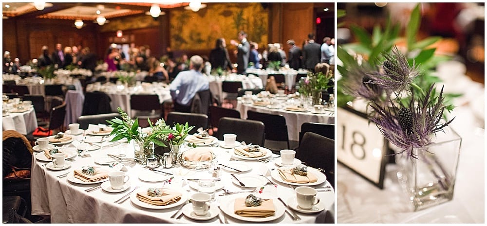 Leah Barry Photography, winter wedding, wedding floral, floral, flowers, winter wedding flowers, winter flowers, Metropolitan Ballroom, wedding reception, wedding decor, floral decor, guest table 