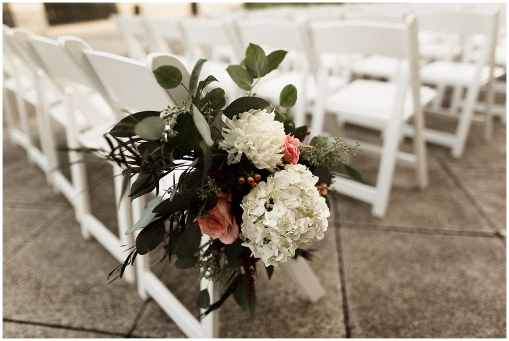 Tandem Tree Photography, Minnesota History Center, wedding, wedding floral, wedding flowers, Minnesota wedding florist, wedding florist, wedding floral arrangements, Minnesota wedding, wedding ceremony, outdoor wedding ceremony, floral decor, wedding decor, ceremony arch, chair swags, aisle decor