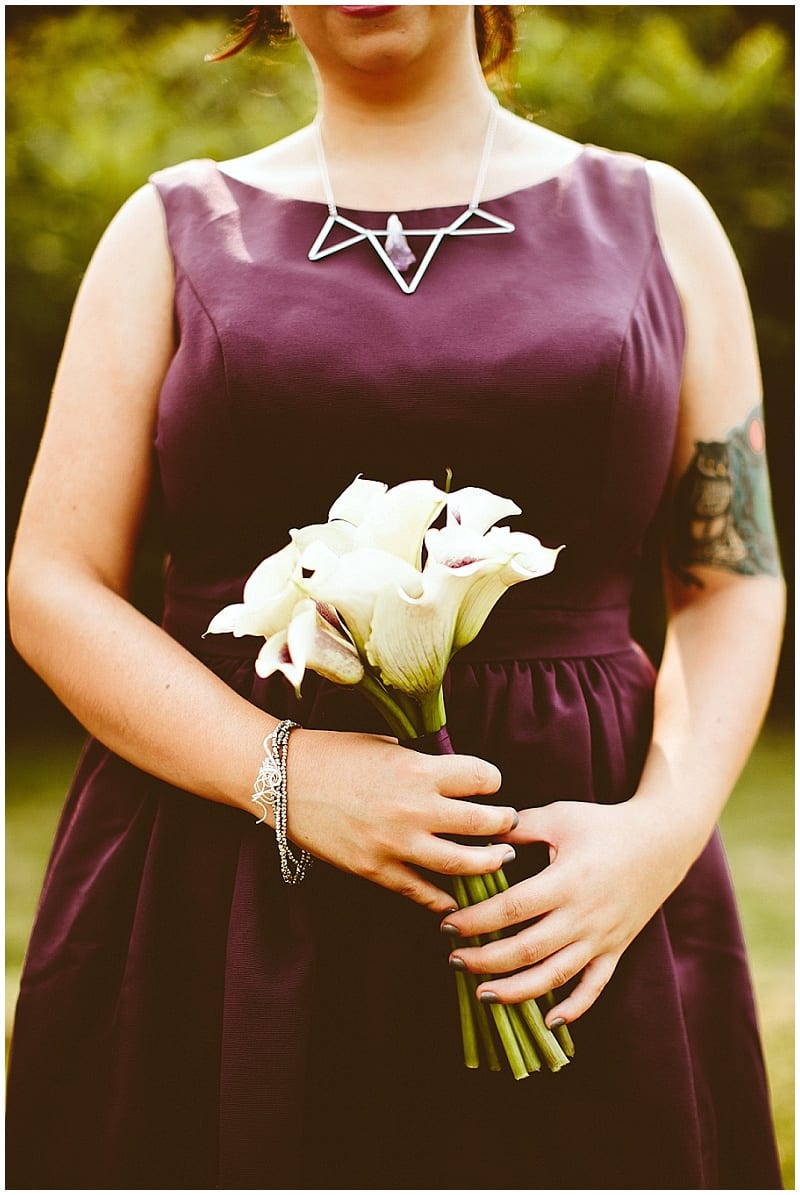 Jacques Riley Barn, Ash & James Photography, bridesmaid, purple dress, bridesmaid bouquet, lilies, flowers, floral, wedding