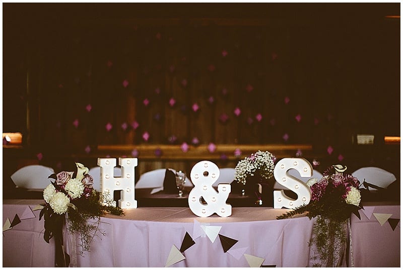 Jacques RIley Barn, Ash & James Photography, wedding, wedding reception, head table, sweetheart table, decor, wedding decor, wedding inspiration