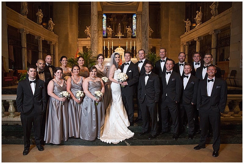 bridal party, bride, groom, bridesmaids, groomsmen, Basilica, Aria, Corey Carson Photography